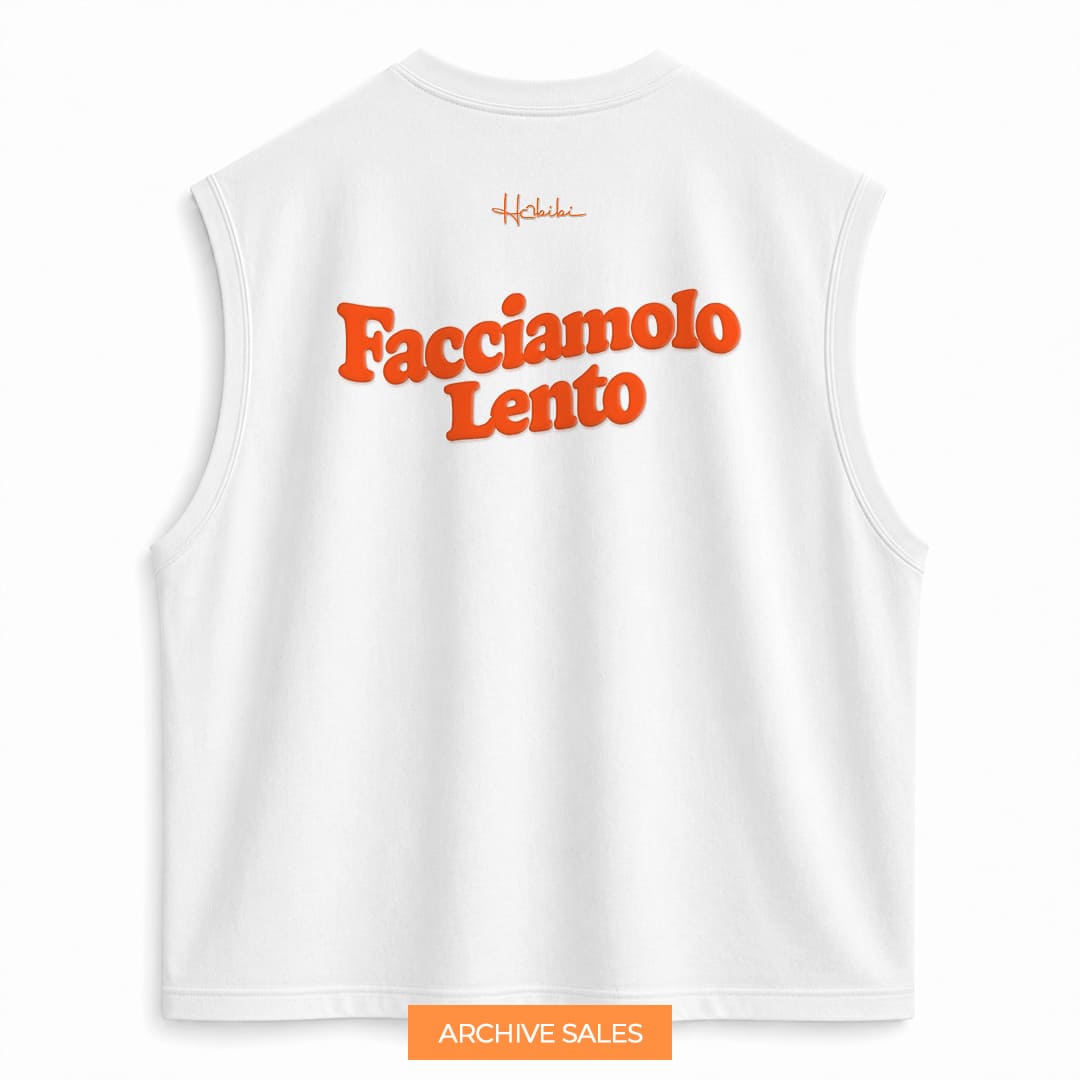 AS - T-Shirt No Sleeve Club - Facciamolo Lento (Arancione Puff) - L BIANCA