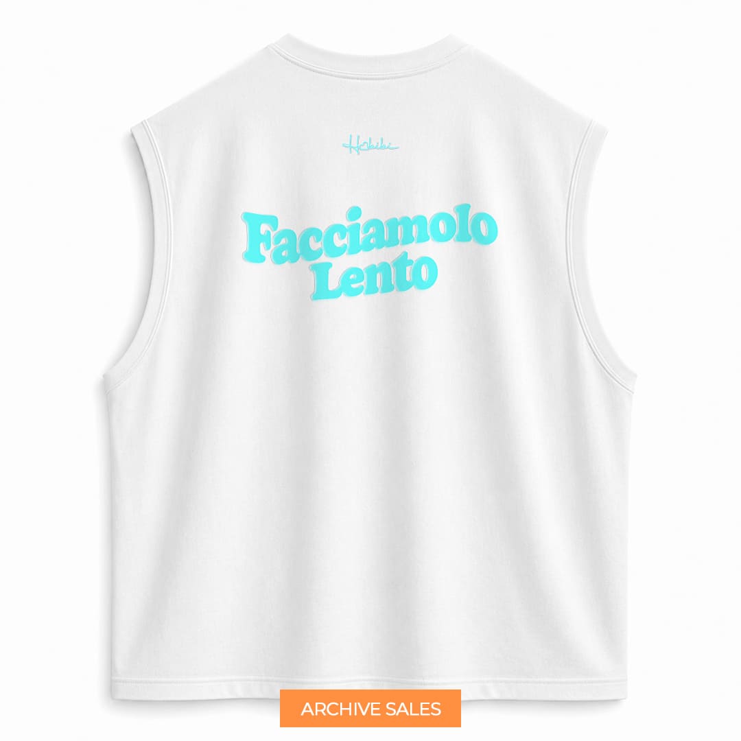 AS - T-Shirt No Sleeve Club - Facciamolo Lento (Turchese Puff) - M BIANCA