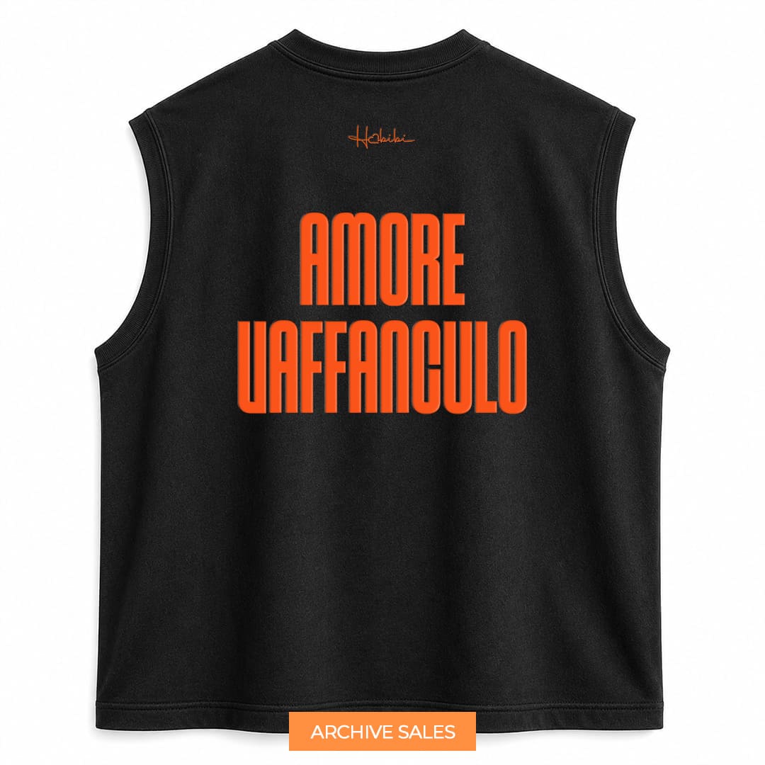 AS - T-Shirt No Sleeve Club - F*ck Love (Arancione Puff) - S NERA