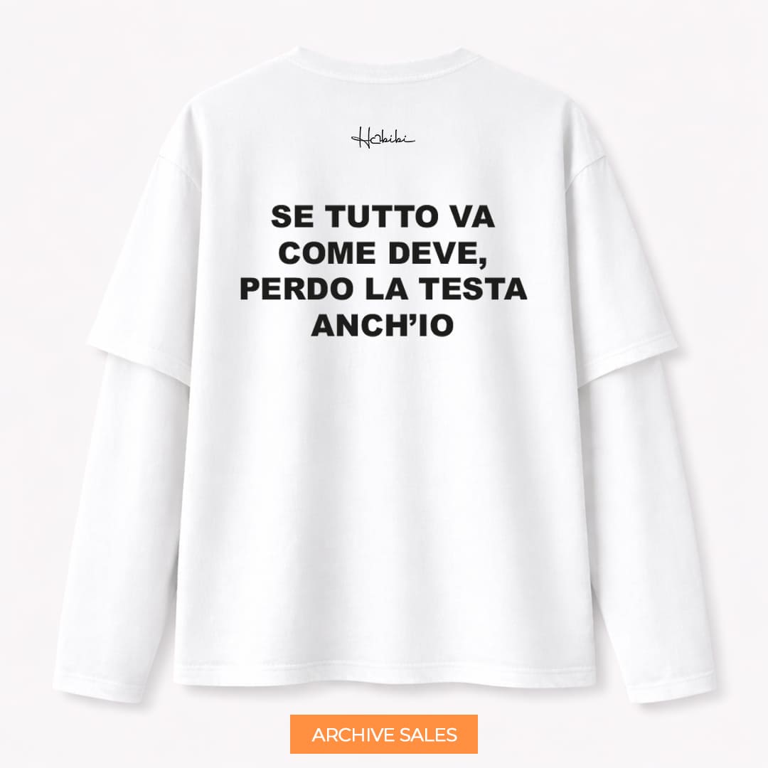 AS - T-Shirt Double Sleeve - Perdo La Testa - M BIANCA