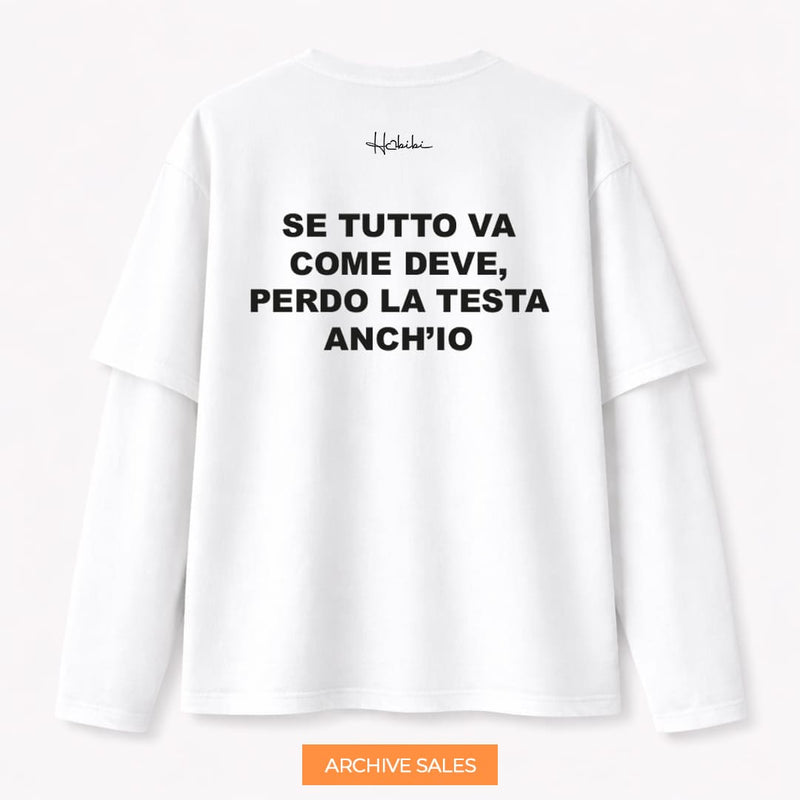 AS - T-Shirt Double Sleeve - Perdo La Testa - M BIANCA