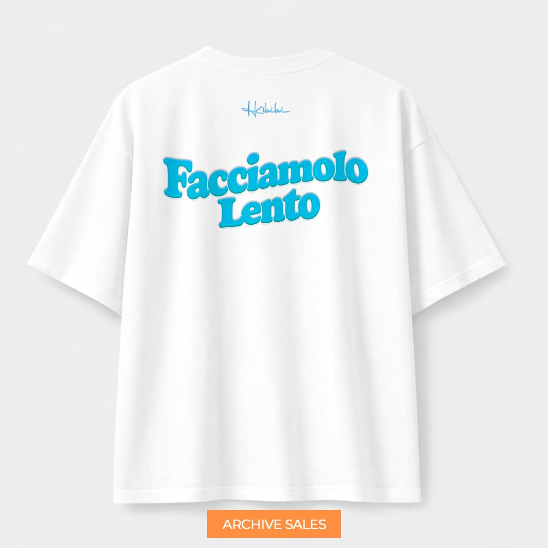 AS - T-Shirt Oversize Core - Facciamolo Lento (Turchese) - M BIANCA