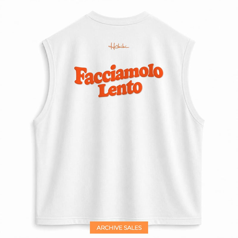 AS - T-Shirt No Sleeve Club - Facciamolo Lento (Arancione Puff) - L BIANCA