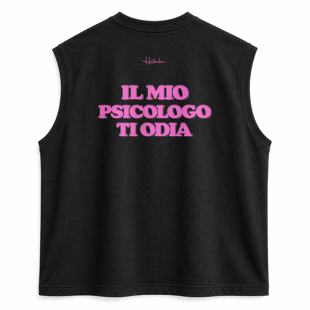 T-Shirt No Sleeve Club - Il Mio Psicologo Ti Odia